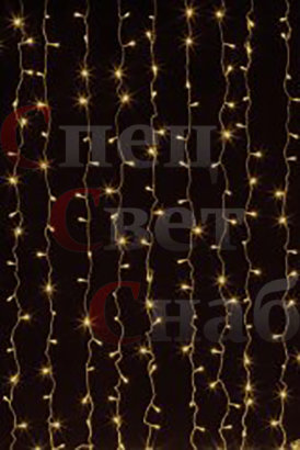 Гирлянда "Занавес" 2 х 3 м.  КАУЧУК ТЕПЛЫЙ БЕЛЫЙ СПП